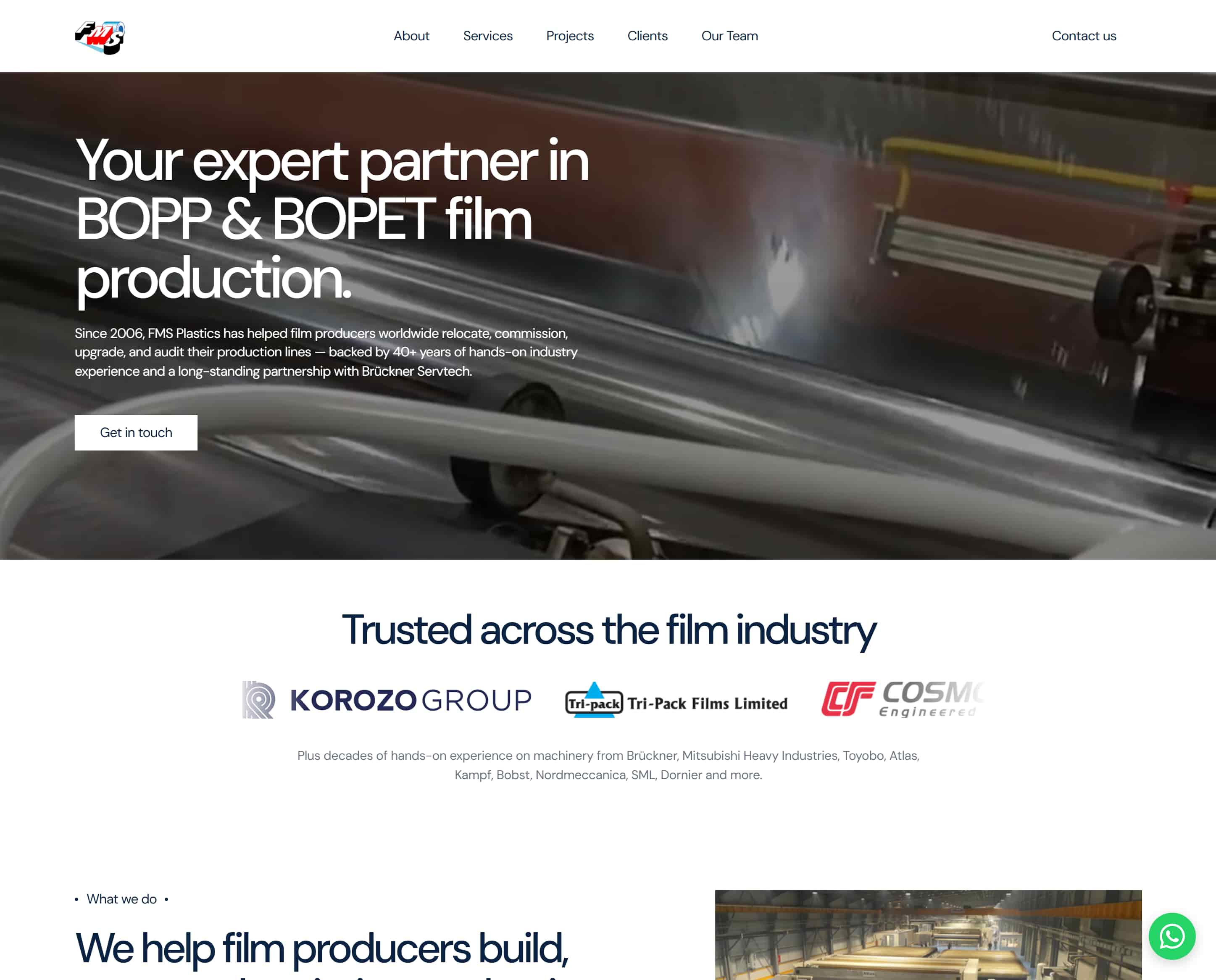FMS Plastics BOPP ve BOPET film üreticisi web sitesi